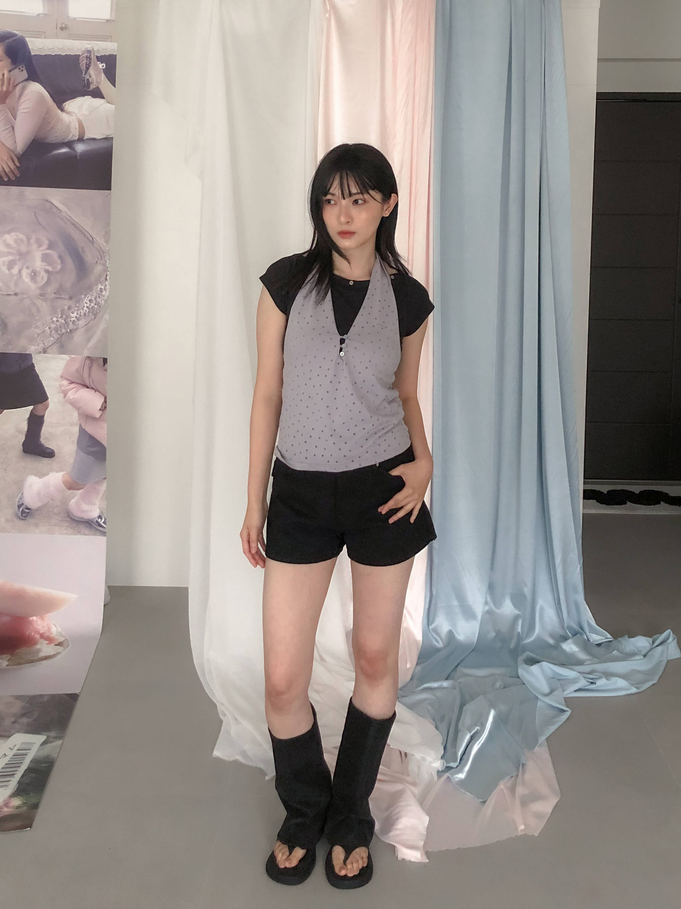 eyelet mini shorts #短褲