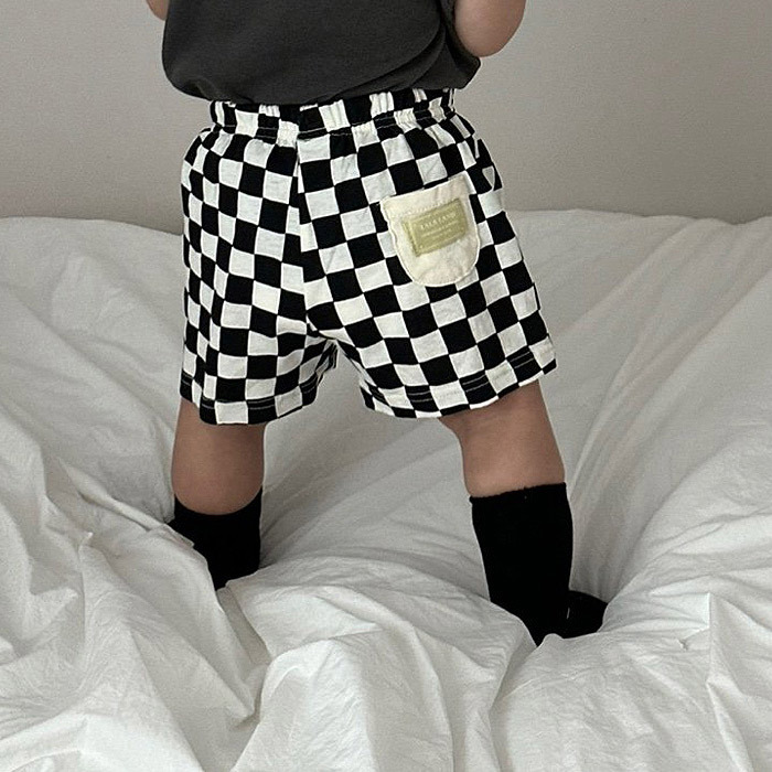 正韓夏lalaland 嫩嬰三色棋盤格短褲