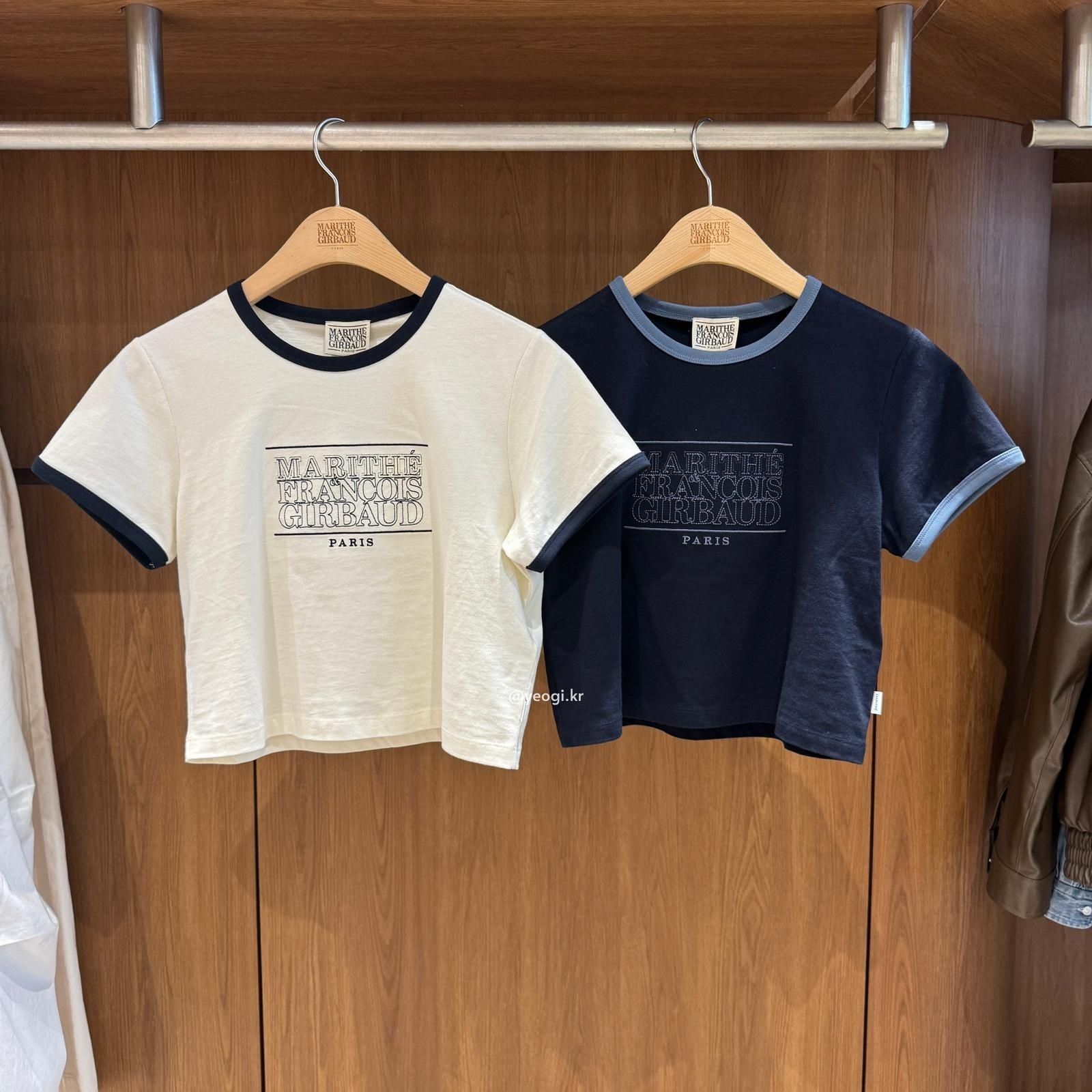 [11/4前入code每件最高可再-$20] MARITHE FRANCOIS GIRBAUD (MFG)｜W CLASSIC LOGO APPLIQUE RINGER CROP TEE [2 colors]
