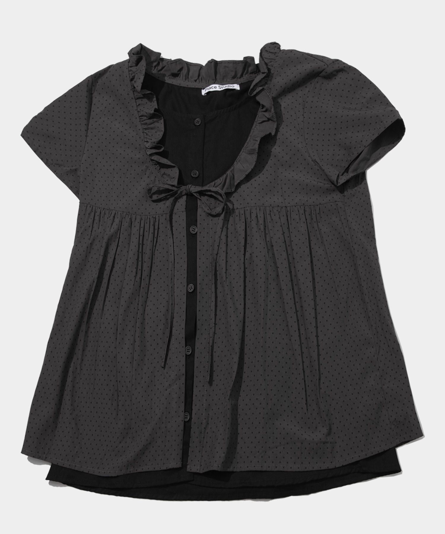 PLACE STUDIO 圓點荷葉邊短袖上衣 25S777949