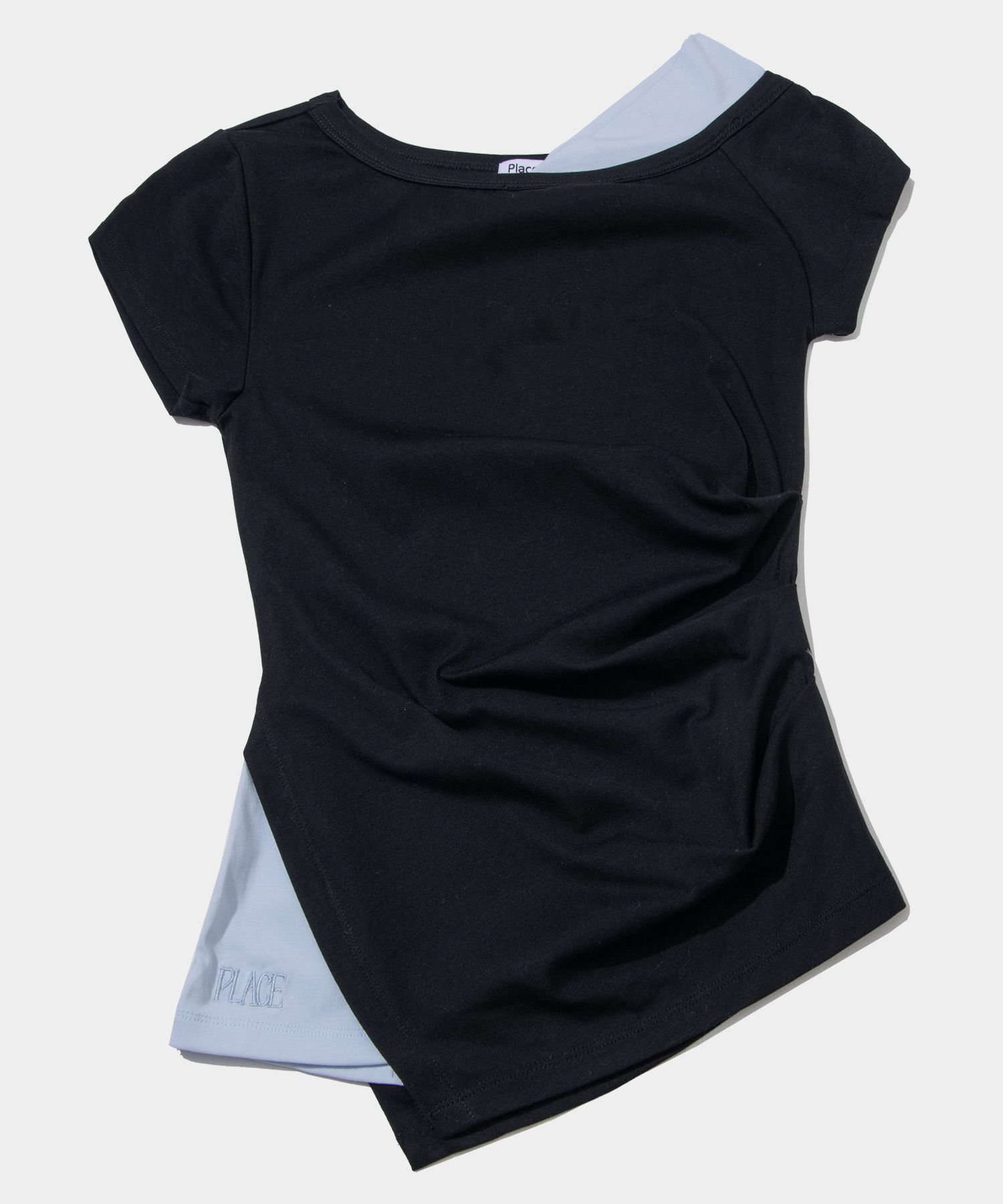 PLACE STUDIO 露肩不對稱層次修身短袖上衣 25S777904