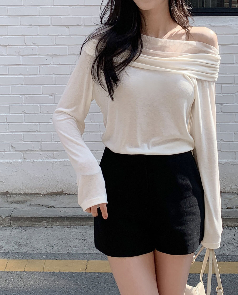 韓國Cherrykoko授權 浪漫芭蕾風抽褶雪紡紗平領上衣