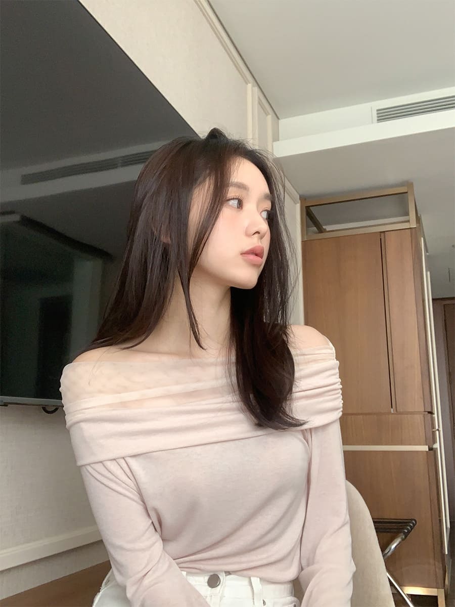 韓國Cherrykoko授權 浪漫芭蕾風抽褶雪紡紗平領上衣