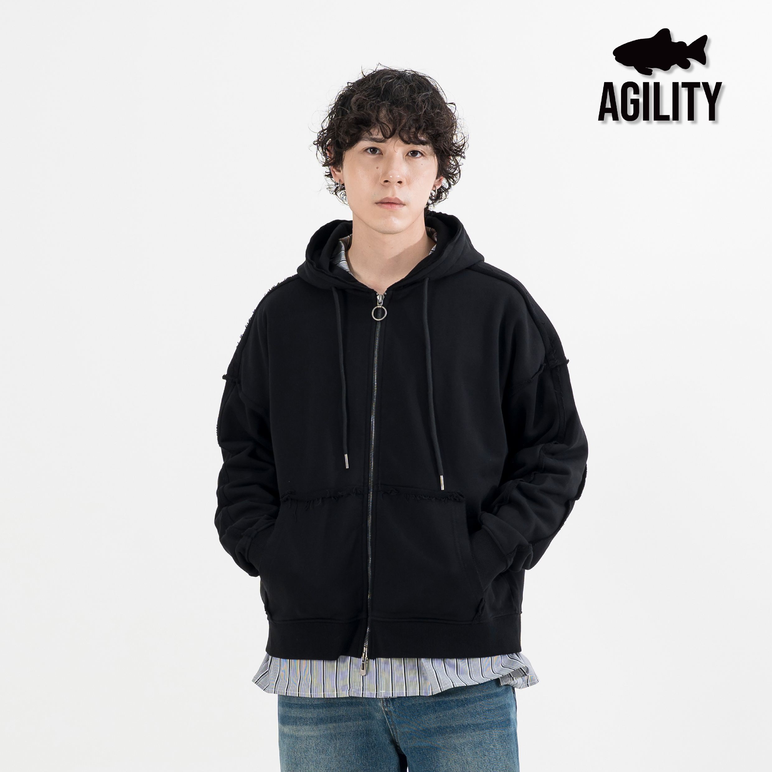 AGILITY Sweat Rough Edge Set 毛邊套裝 連帽外套 [M-J55]