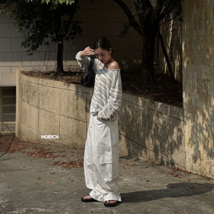 𝗔𝗽𝗿.𝟬𝟴/09155Z-慵懶撞色針織上衣(兩色)-淺灰白