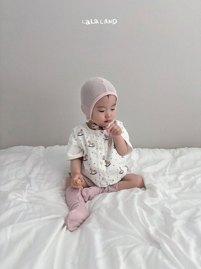 正韓夏lalaland 嫩嬰兩色小木馬背心上衣