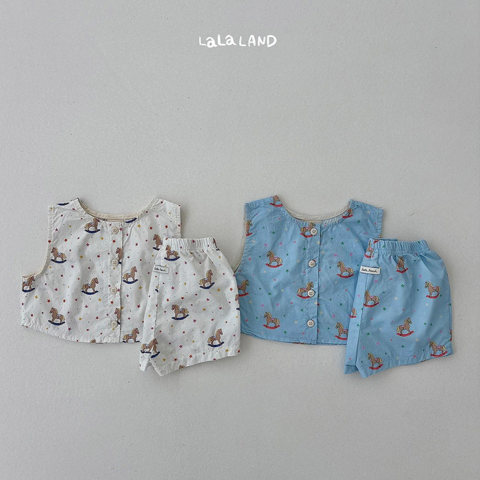 正韓夏lalaland 嫩嬰兩色小木馬背心上衣