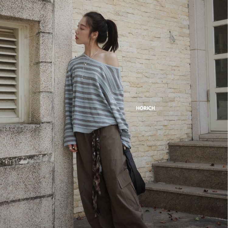 𝗔𝗽𝗿.𝟬𝟴/09155Z-慵懶撞色針織上衣(兩色)-灰藍