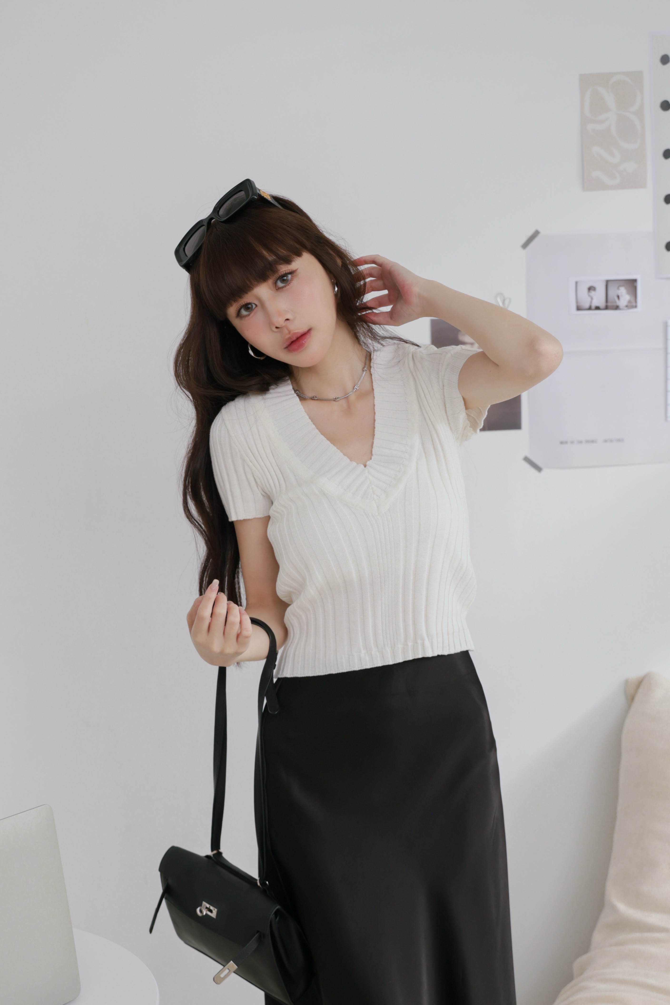 辣妹V領針織上衣 P03