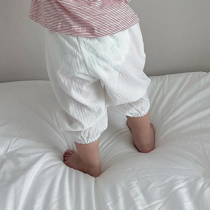 正韓夏lalaland 嫩嬰米白/格紋縮口褲