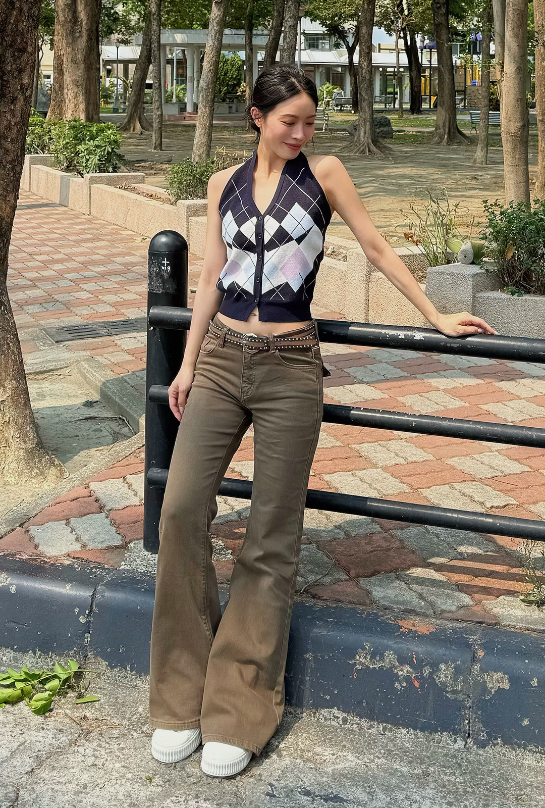 G6044-洗水斜紋彈力喇叭褲