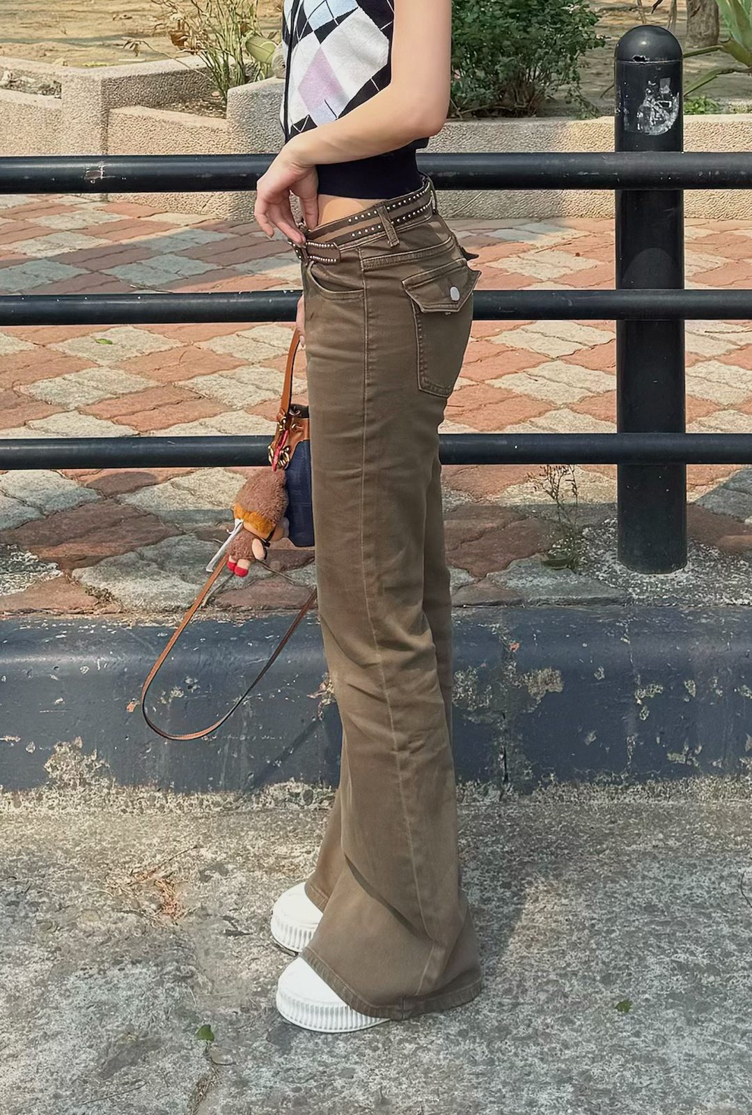 G6044-洗水斜紋彈力喇叭褲