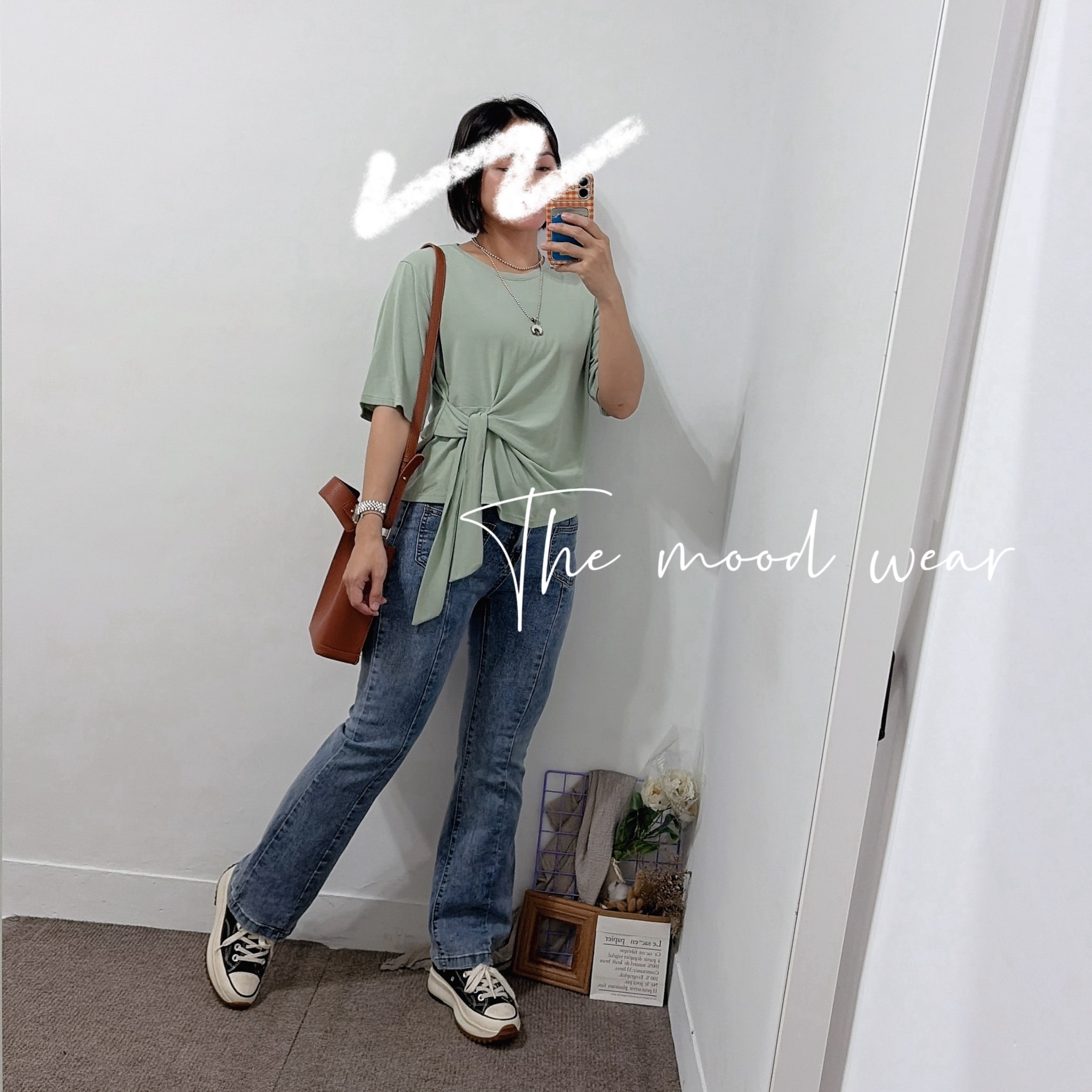 S-3xL超細腿中車線喇叭褲