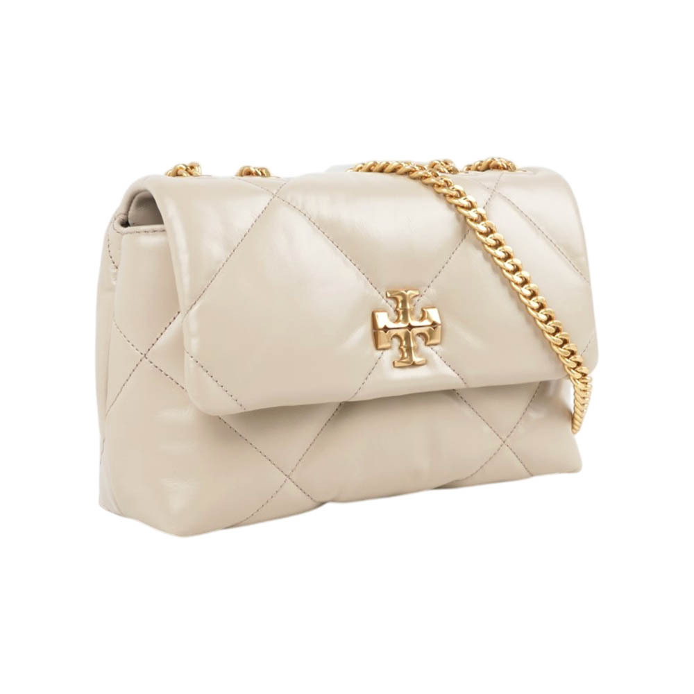 【Tory Burch】Kira 納帕皮革鑽石格紋縫線小號二用包(淺石色)