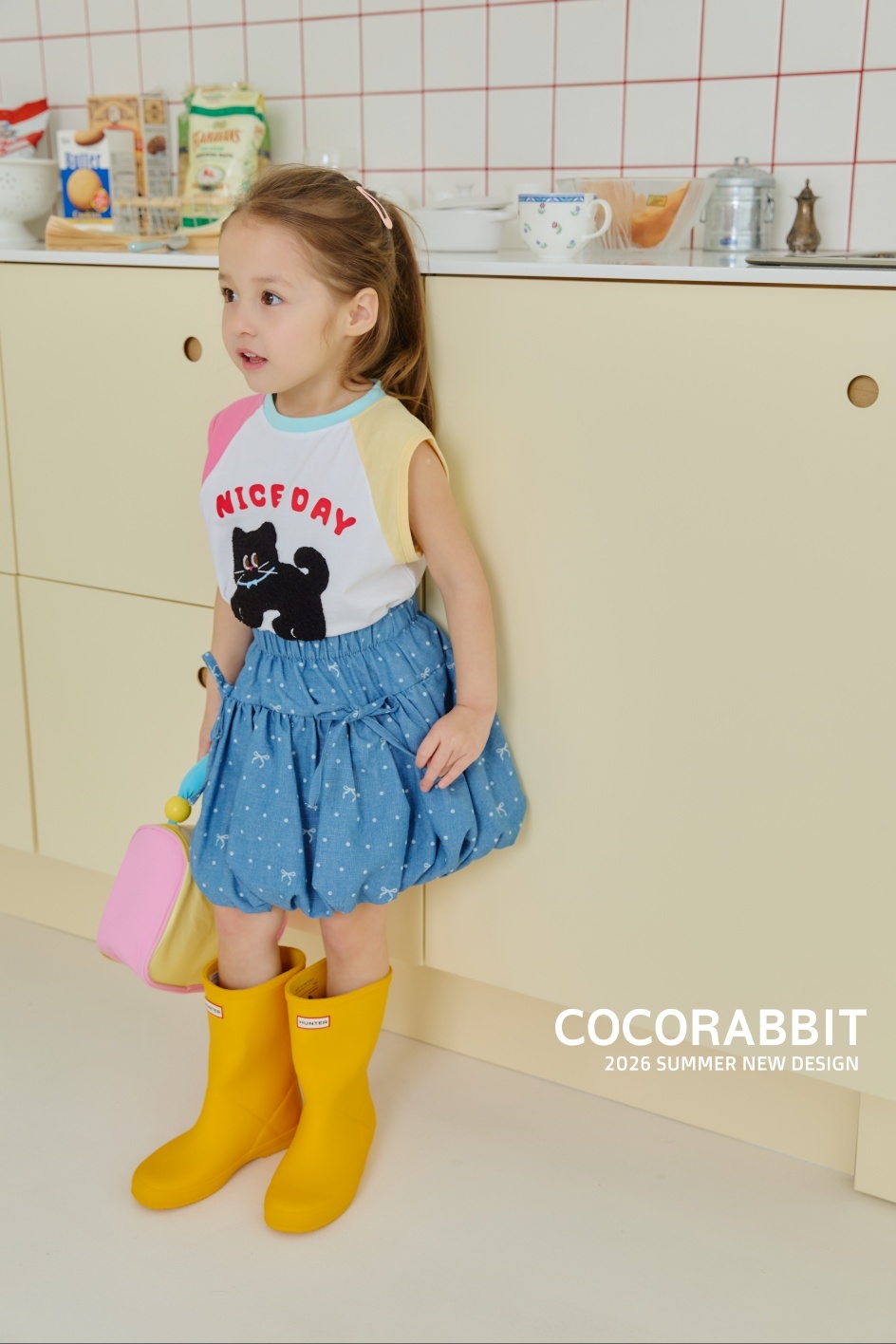 正韓夏Cocorabbit  蝴蝶結牛仔花苞裙