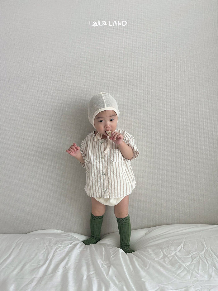 正韓夏lalaland 嫩嬰日式直條紋上衣