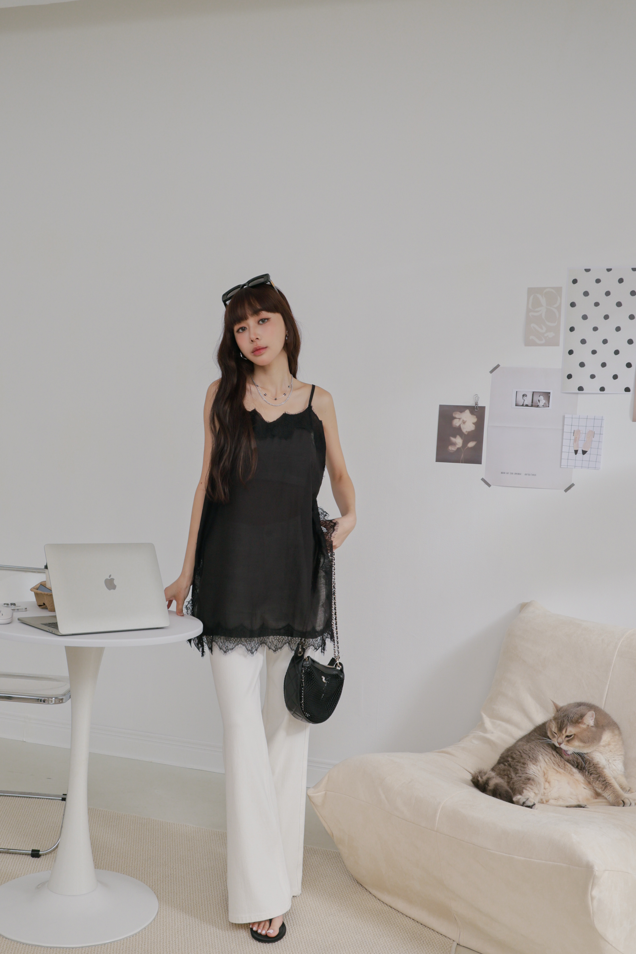 細節滿滿的蕾絲長版背心 P45