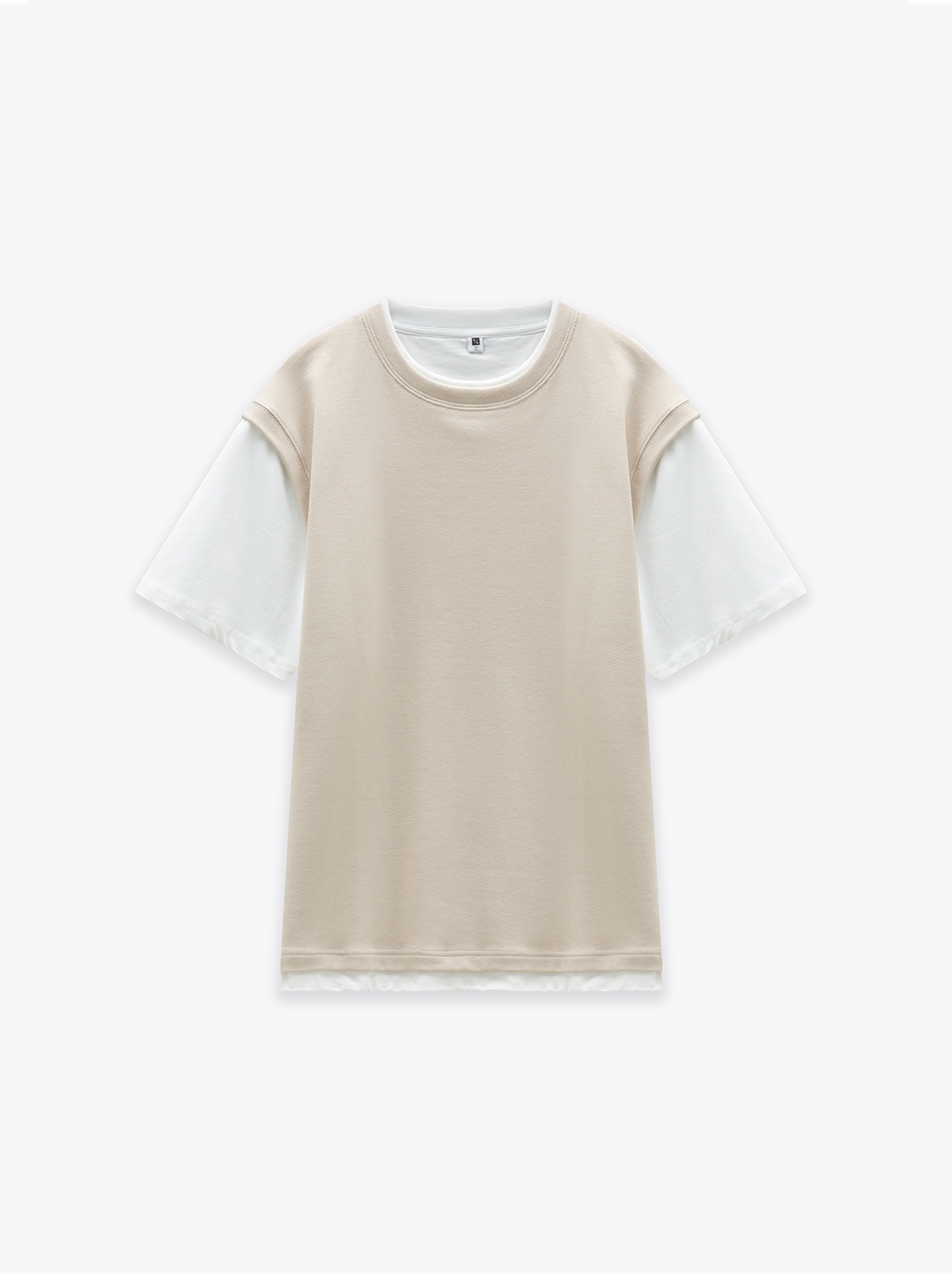 高質感斜紋紋理假兩件TEE