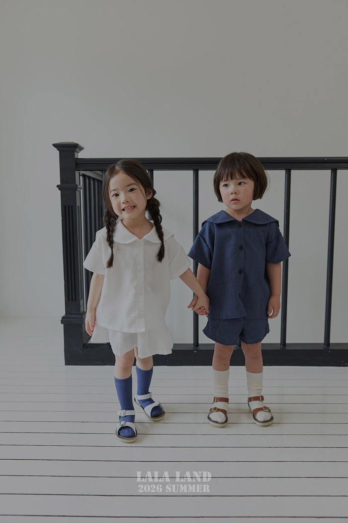 正韓夏lalaland 小童海軍風百摺褲裙