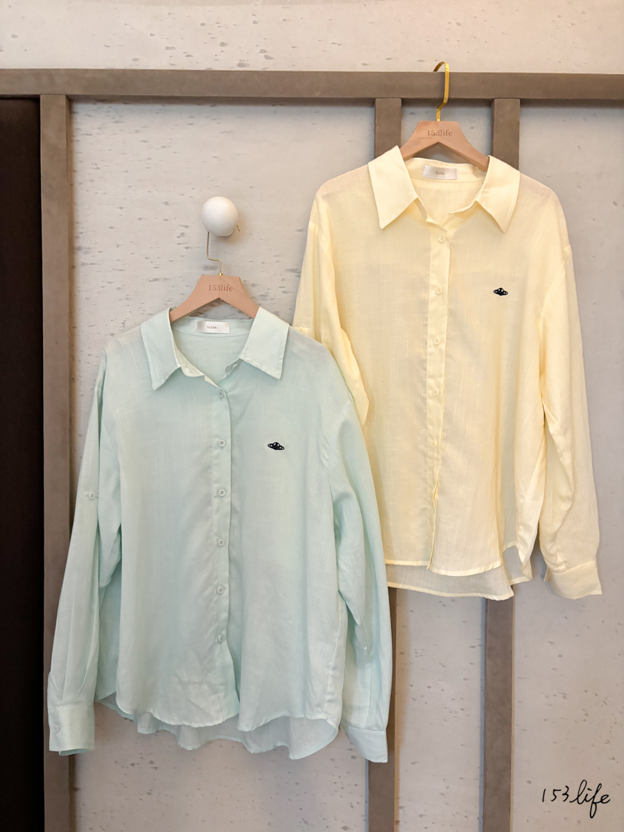 𝑙𝑎𝑑𝑦.星球小刺繡天絲亞麻中版襯衫(2色)