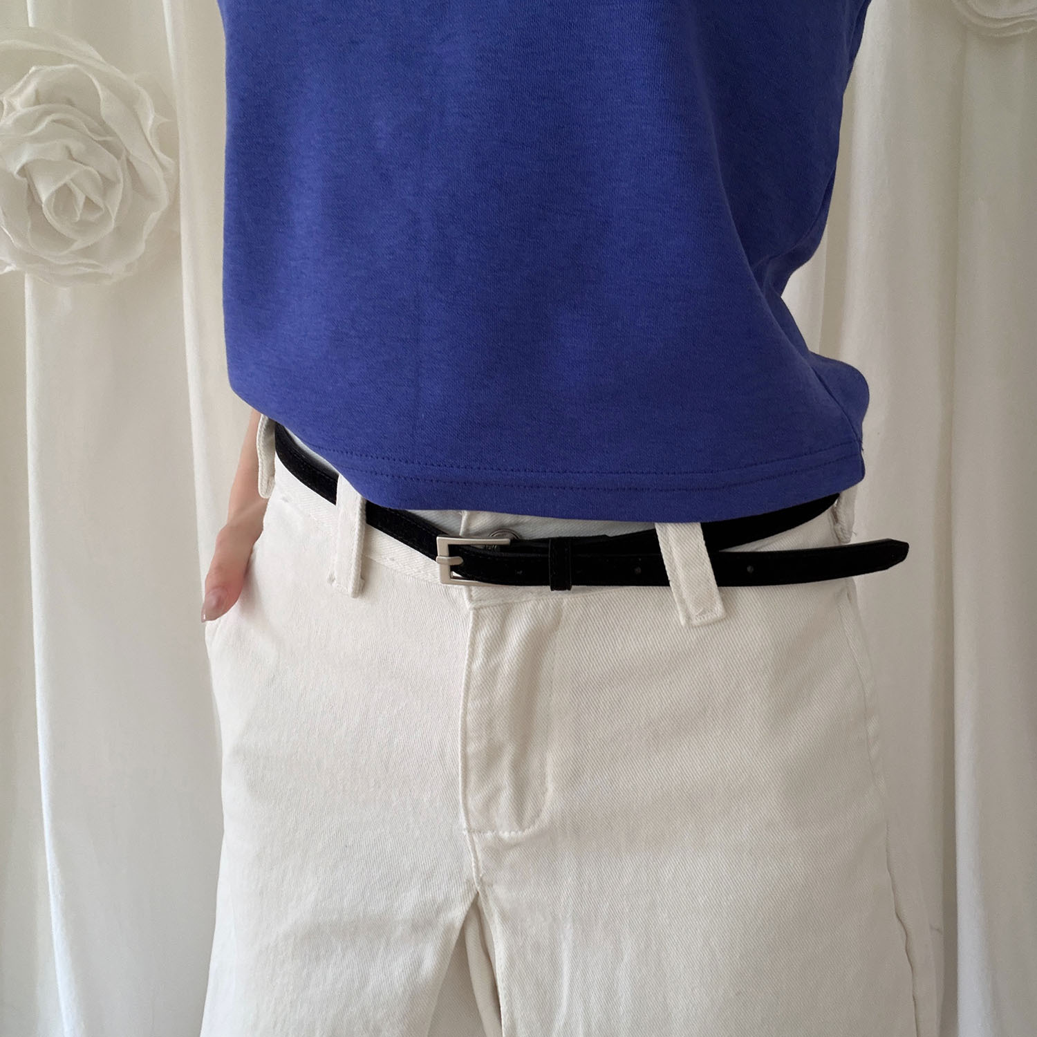 A4036 細麂皮方頭腰帶 / 2colors