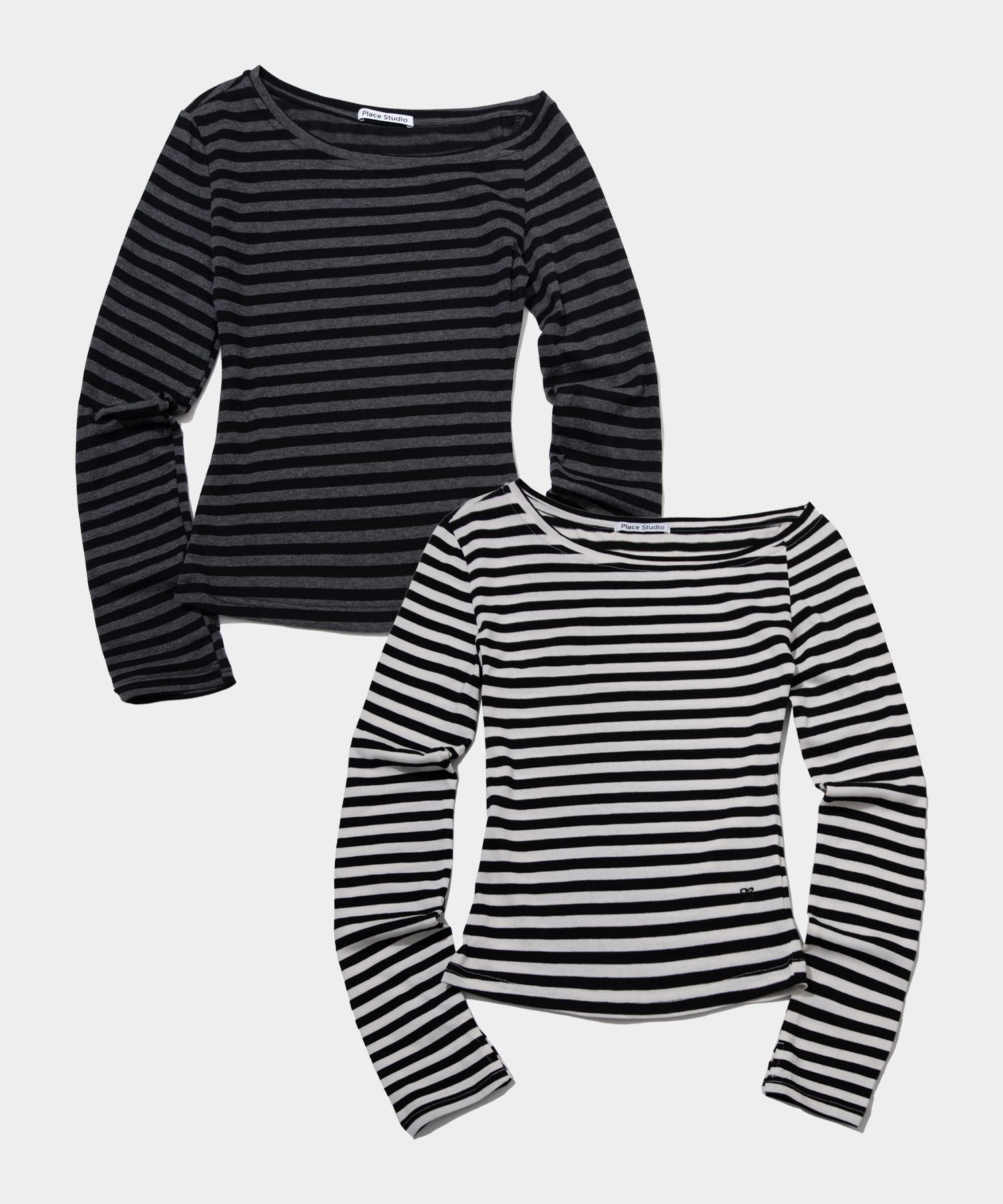 PLACE STUDIO 條紋不對稱單肩T恤 25F777990