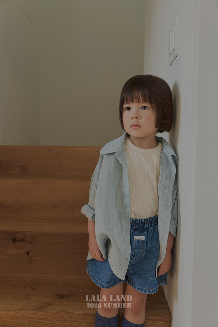 正韓夏lalaland 小童直條襯衫外套