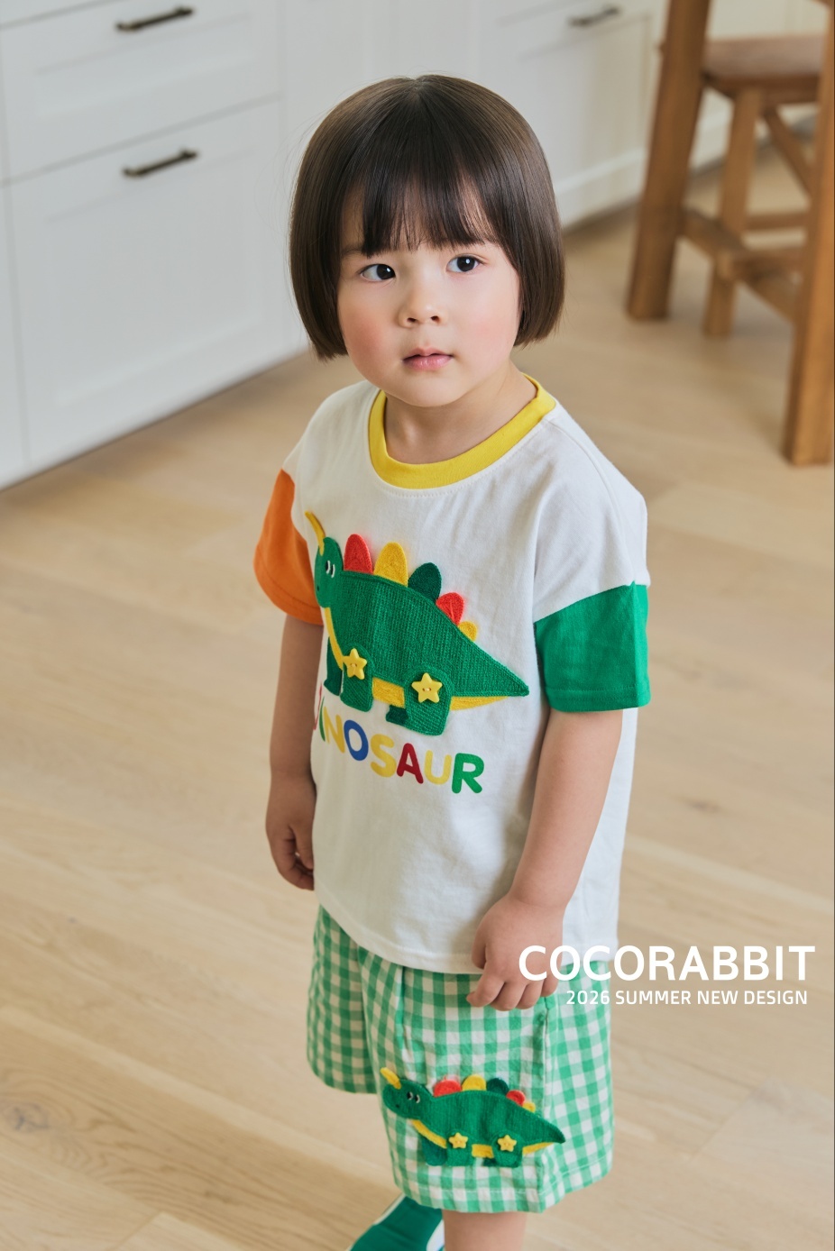 正韓夏Cocorabbit  兩色格子恐龍短褲