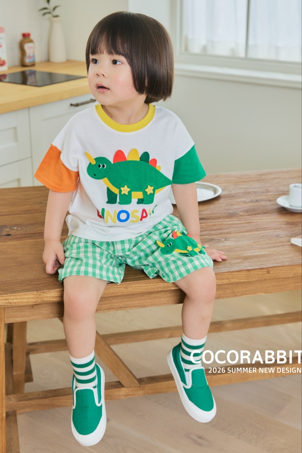 正韓夏Cocorabbit  兩色格子恐龍短褲