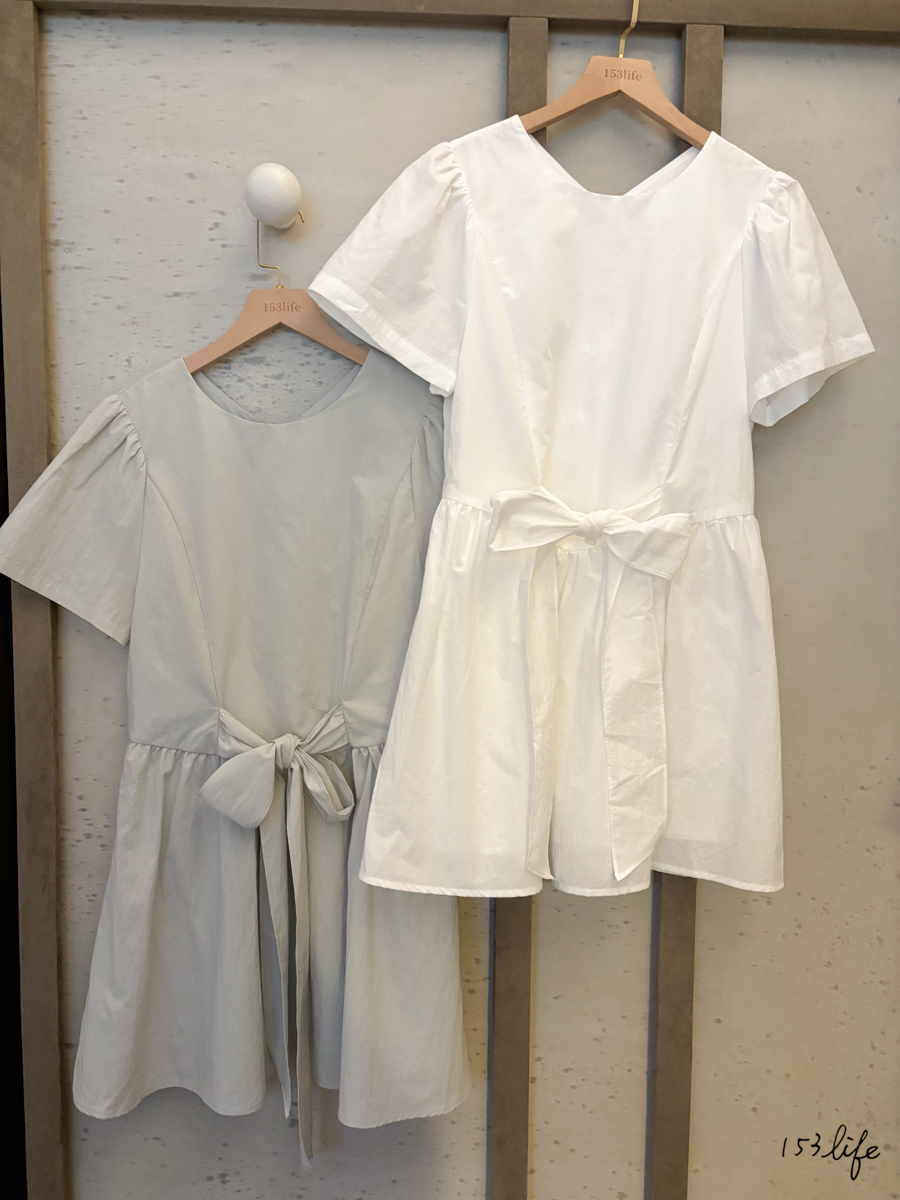 𝑙𝑎𝑑𝑦.氣質婚禮短袖綁帶短袖洋裝(2色)