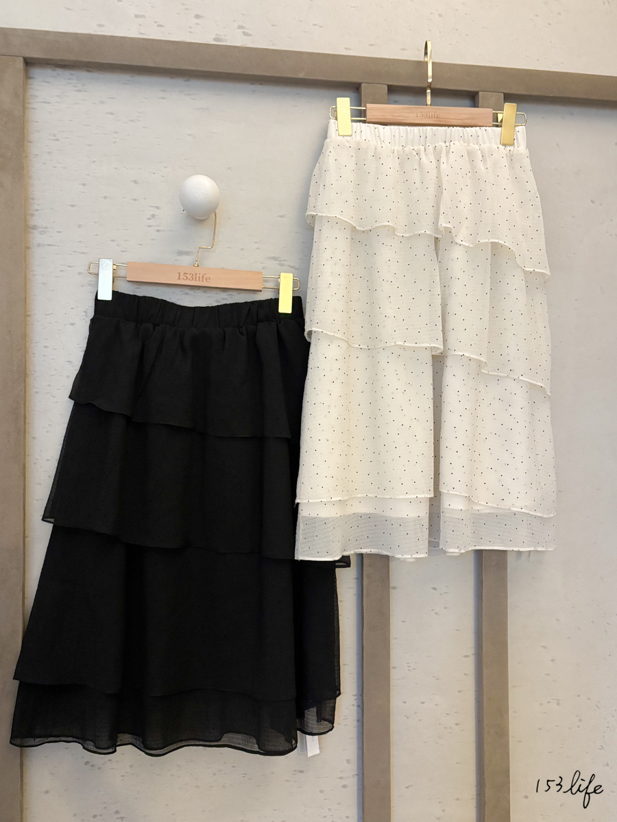 𝑙𝑎𝑑𝑦.小個子鬆緊腰點點蛋糕半裙(2色)
