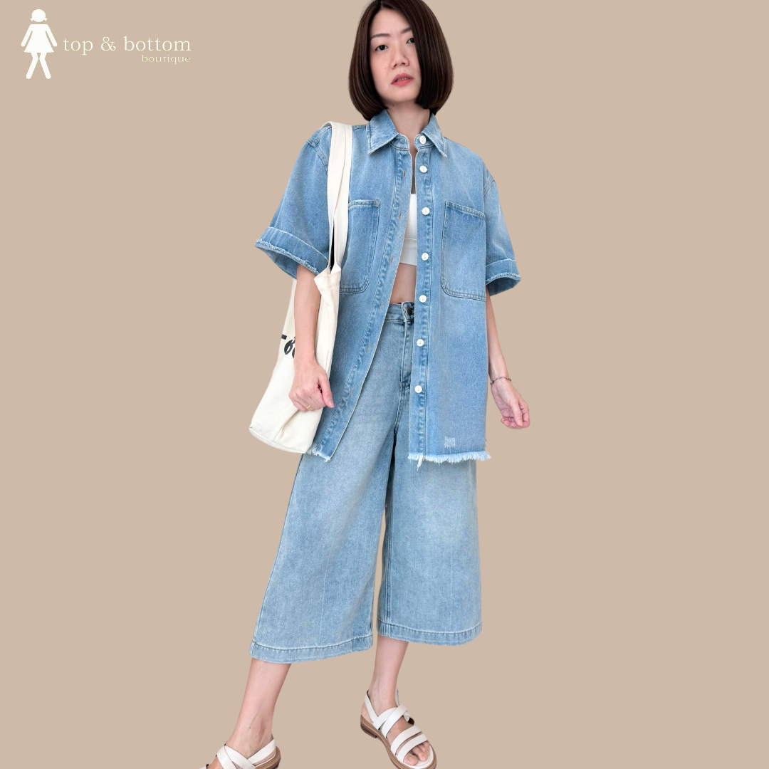 HIGH WAIST DENIM WIDE LEG PANT
