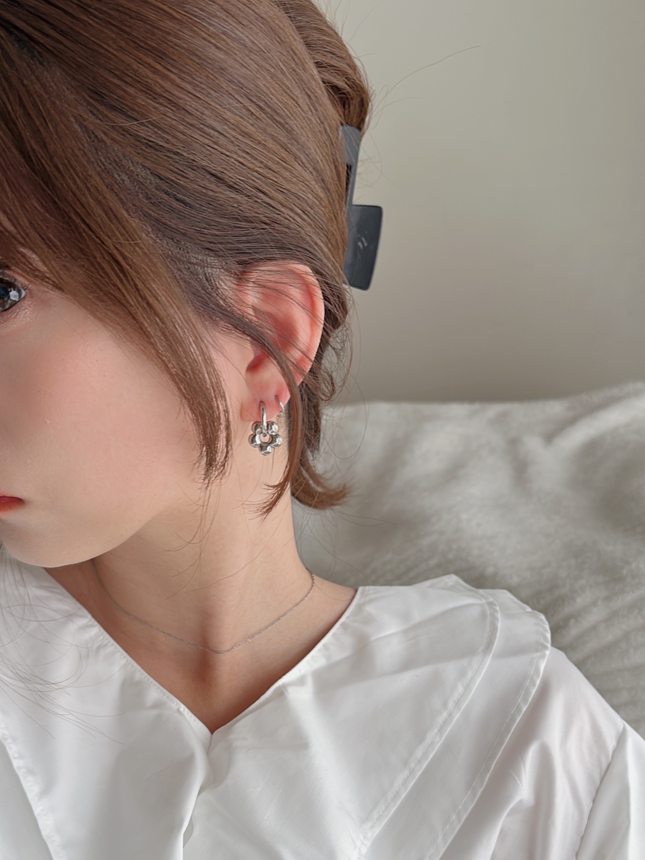 SS 2WAY flower hoop pierce