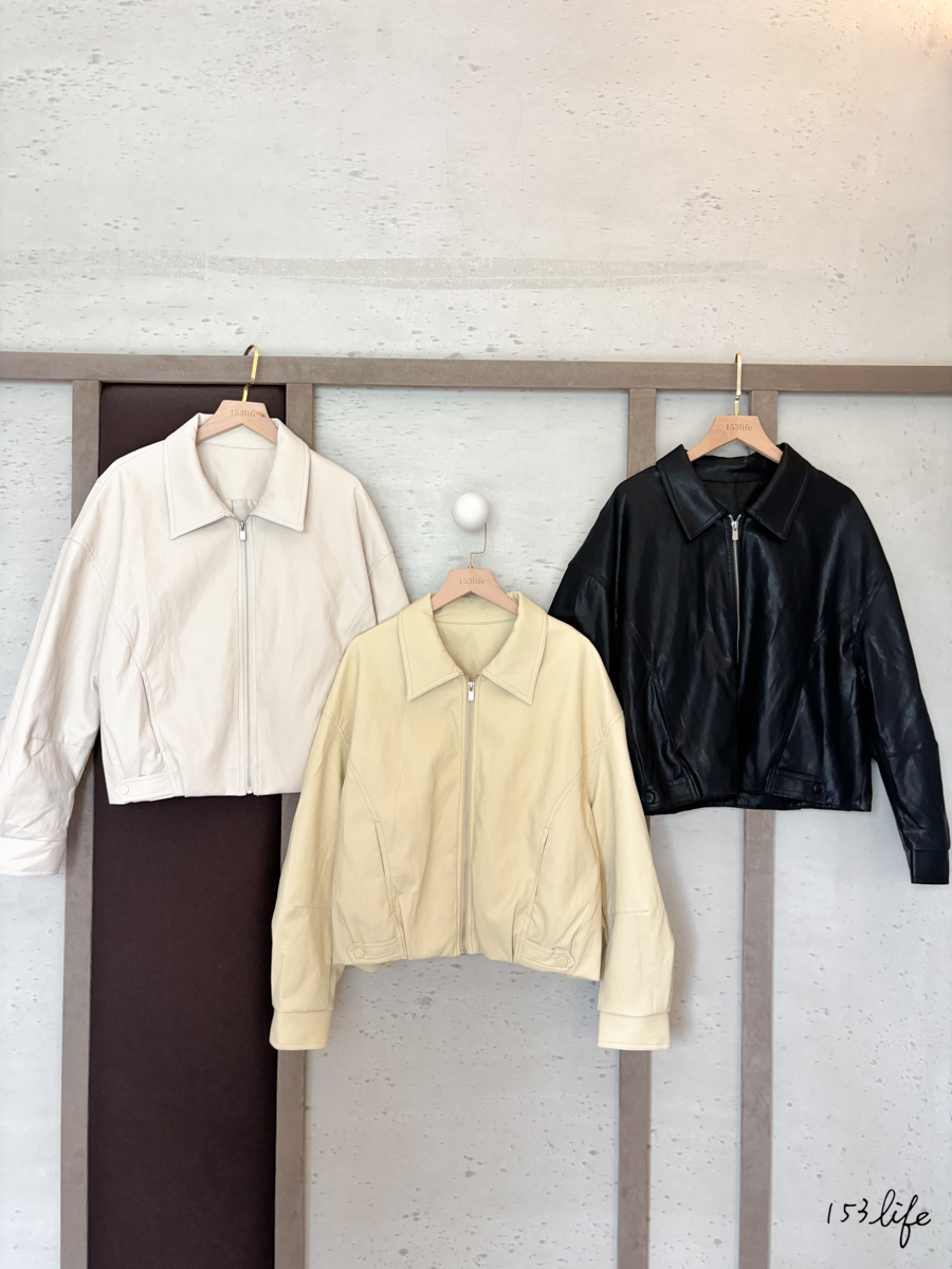 𝑙𝑎𝑑𝑦.翻領質感率性皮衣皮外套(3色)