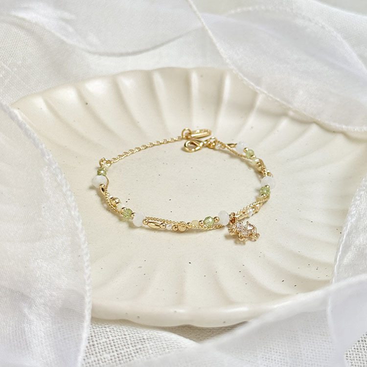 B02 / 生日花 • 參月貳 • 鼠耳草 – 月光橄欖石 – 手鍊
