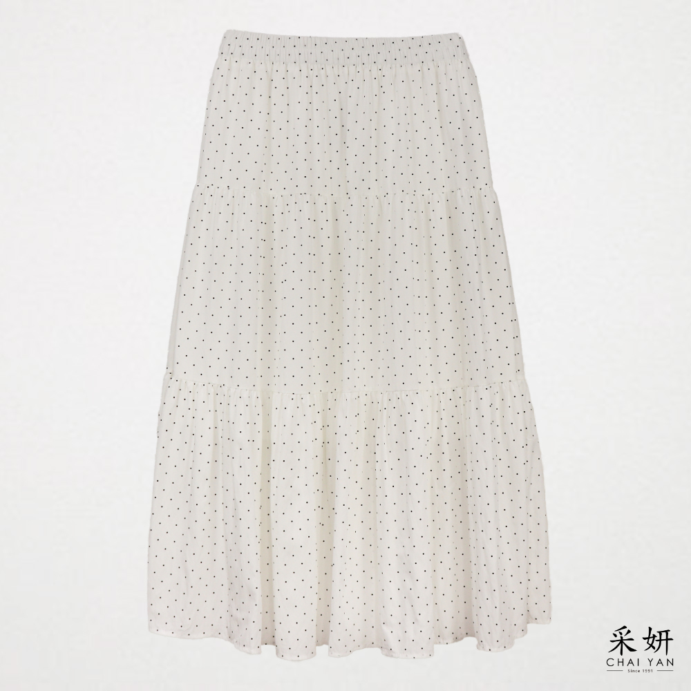 圓點寬擺蛋糕中長裙