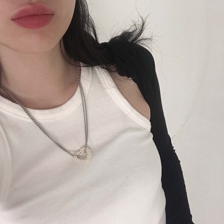 韓國限定🇰🇷 OFUSE pearl heart necklace 珍珠愛心 吊墜 項鏈 項鍊 不鏽鋼材質 / 預購