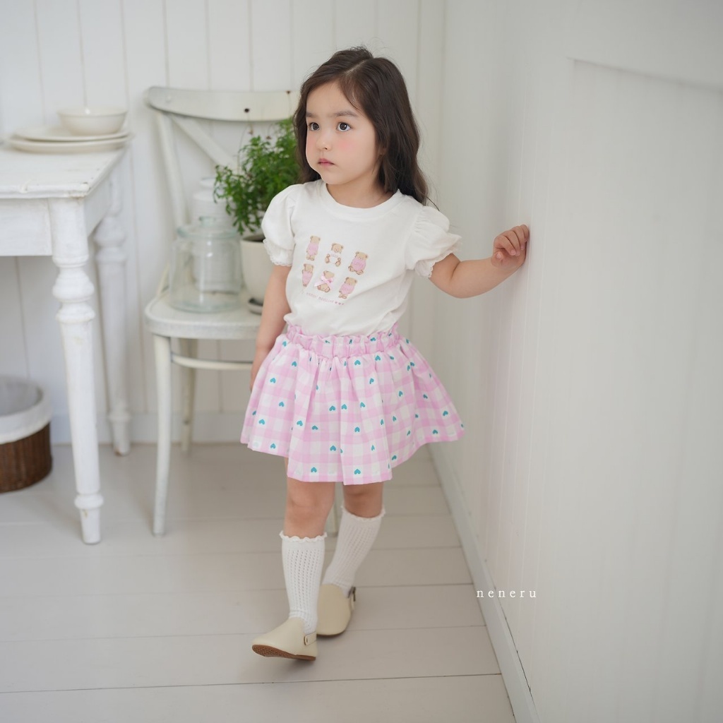 正韓夏neneru 兩色愛心格子裙