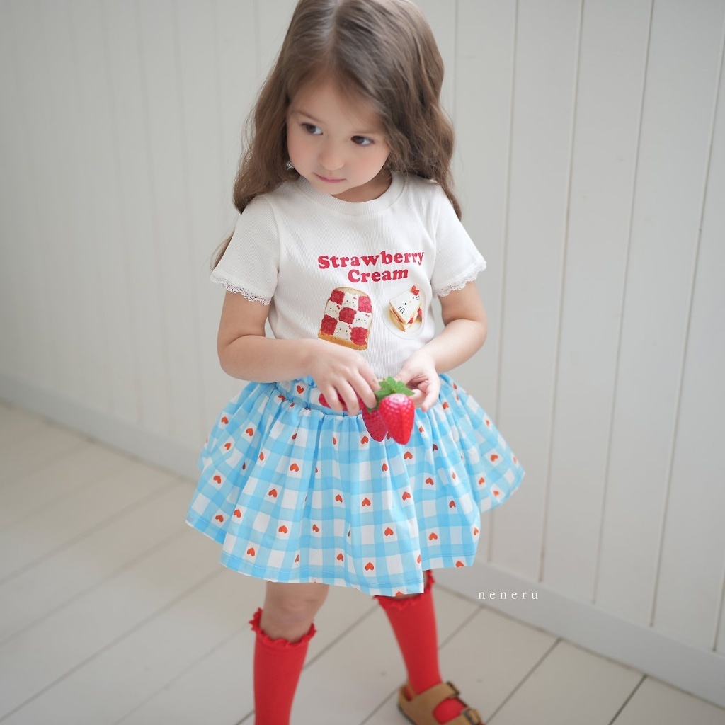正韓夏neneru 兩色愛心格子裙