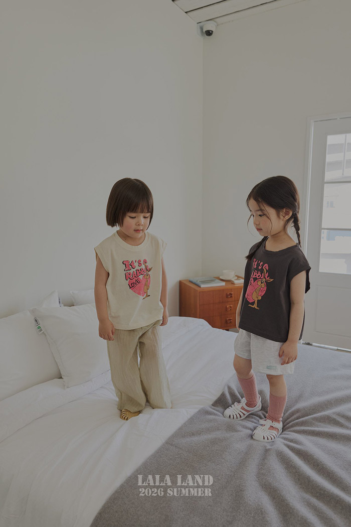 正韓夏lalaland 小童愛心兔兔背心上衣