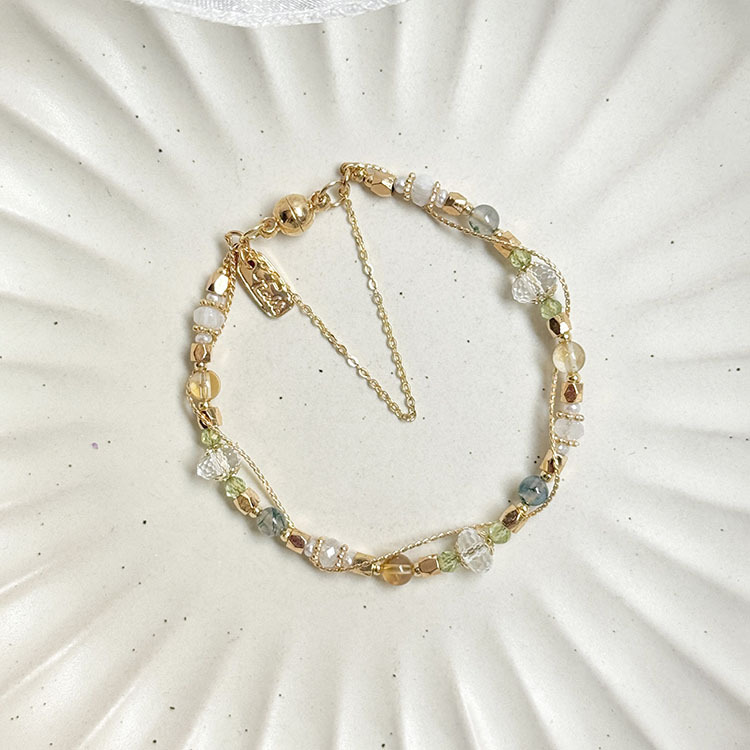 B04 / 生日花 • 陸月捌 • 金錢草 – 白水晶 – 手鍊