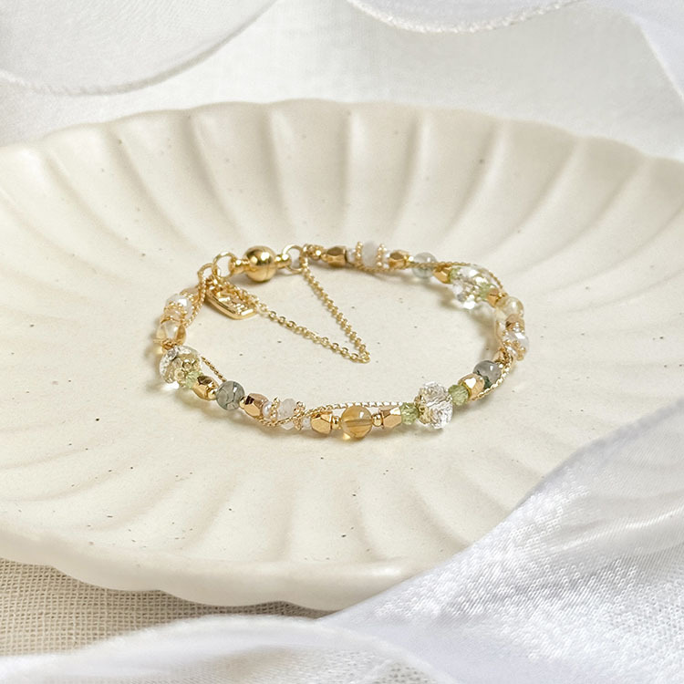 B04 / 生日花 • 陸月捌 • 金錢草 – 白水晶 – 手鍊