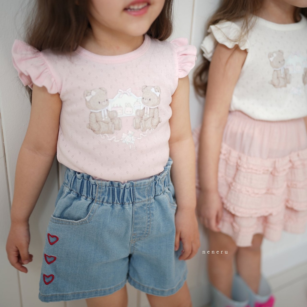 正韓夏neneru 兩色熊熊飛袖上衣