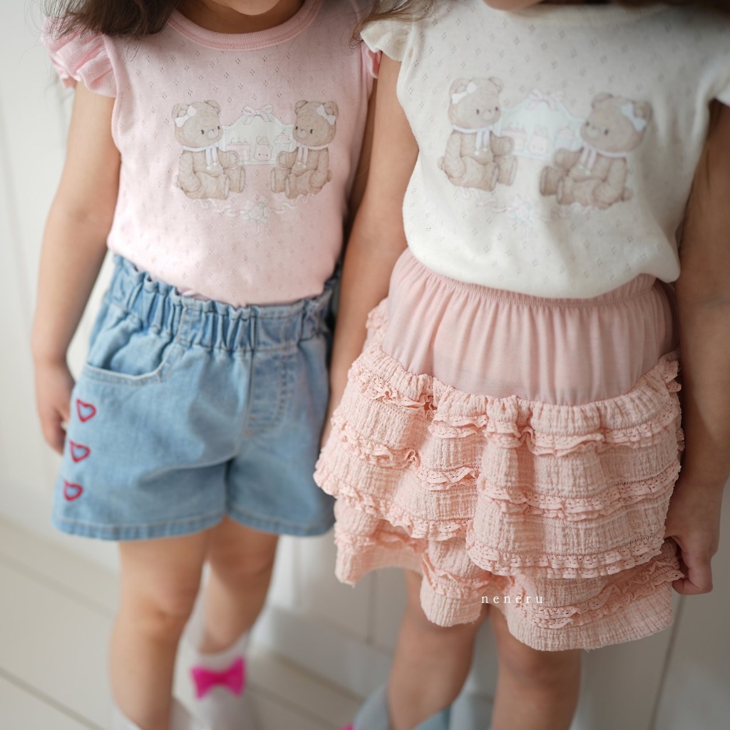 正韓夏neneru 兩色熊熊飛袖上衣