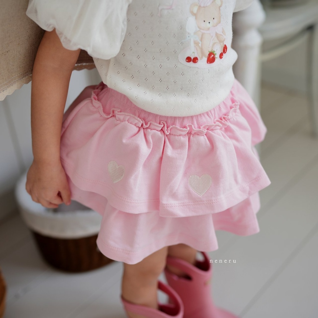 正韓夏neneru 兩色刺繡愛心裙褲