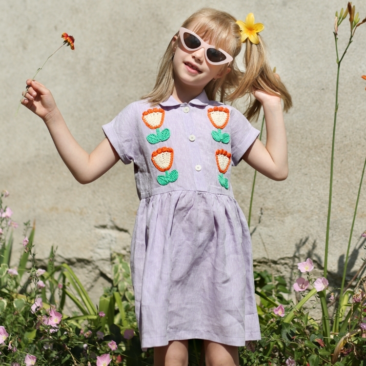 KALINKA 襯衫領花朵洋裝 Mila Dress - Lilac