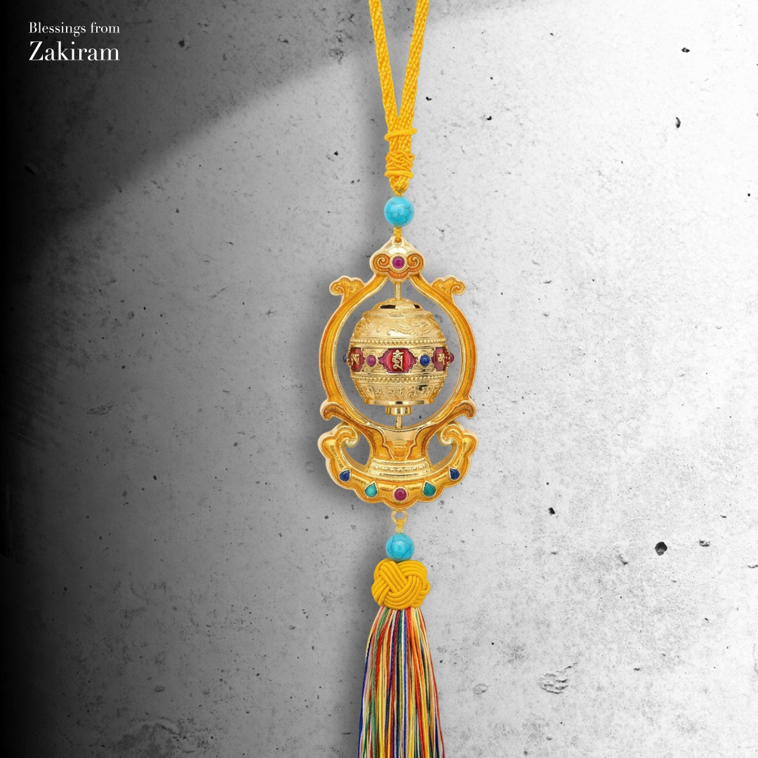 六字真言 轉經輪 五色繩車掛