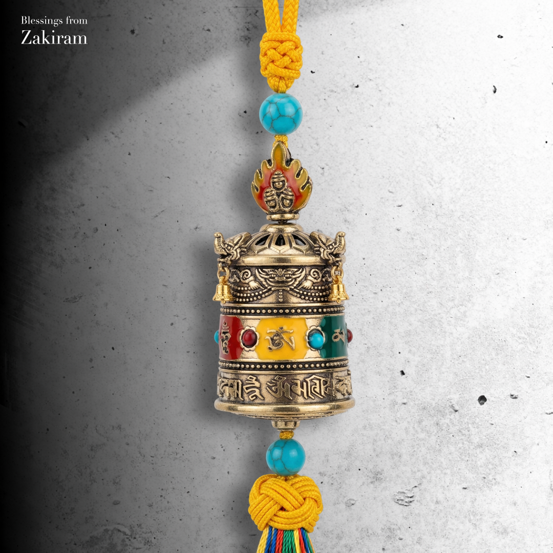 六字真言 轉經輪 車掛（古銅色）