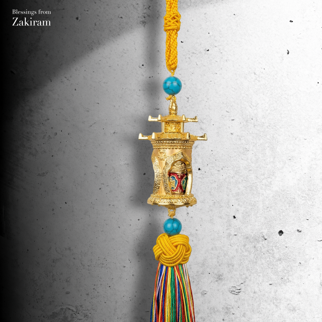 六字真言 壇城轉經輪 車掛（金）