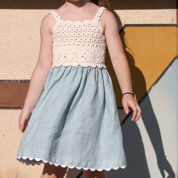 KALINKA 針織拼接亞麻吊帶洋裝 Elvina Dress - Milk